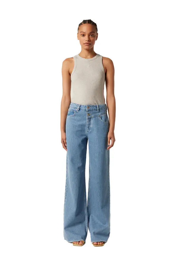 Double Belted Wide Leg Jeans 2 Image