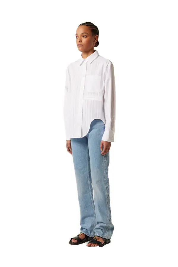Mid Rise Straight Cut Jeans with Embroidery Braid 2 Image