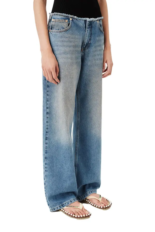 Low Rise Raw-edge Belted Jeans 1 Image