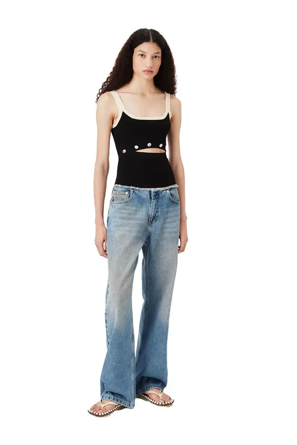 Low Rise Raw-edge Belted Jeans 4 Image