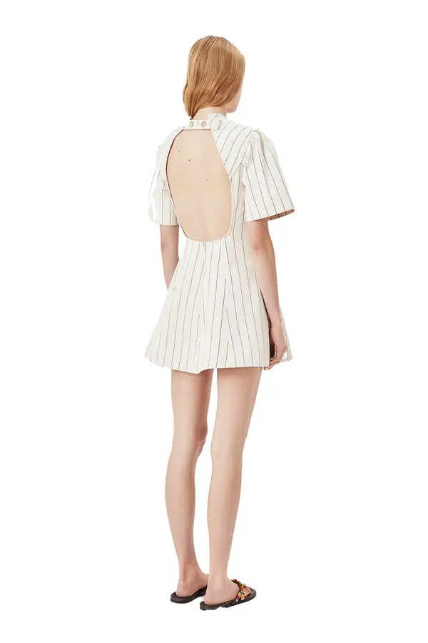 Fitted Short Shirt Dress with a Flared Skirt & Open Back 1 Image