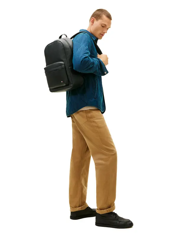 Hilfiger Flag Ribbed Pocket Dome Leather Backpack 3 Image