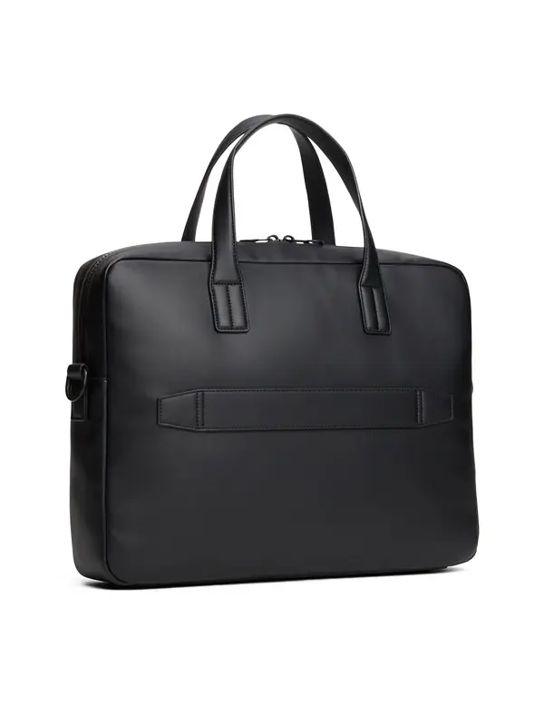 Flag Ribbed Pocket Leather Laptop Bag 1 Image