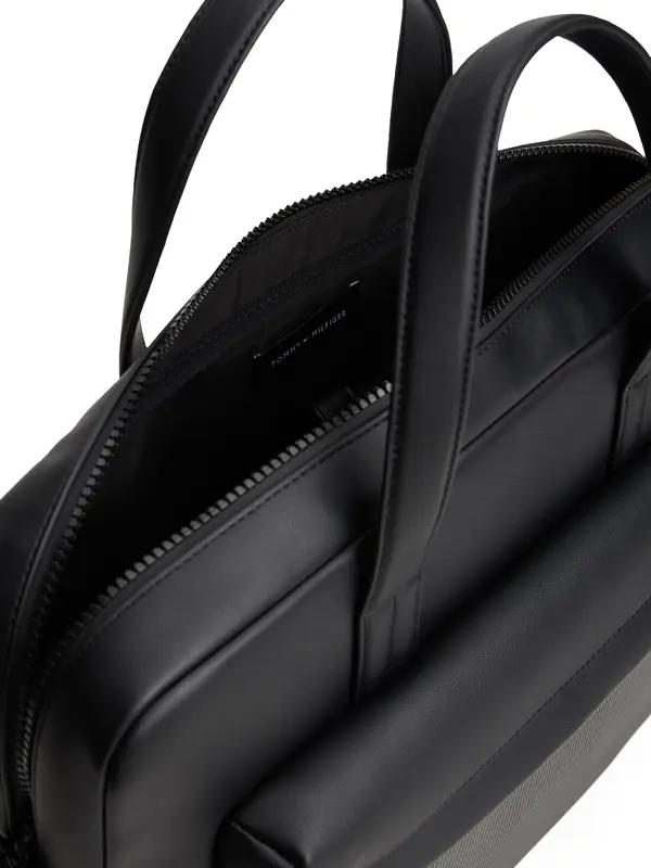 Flag Ribbed Pocket Leather Laptop Bag 2 Image