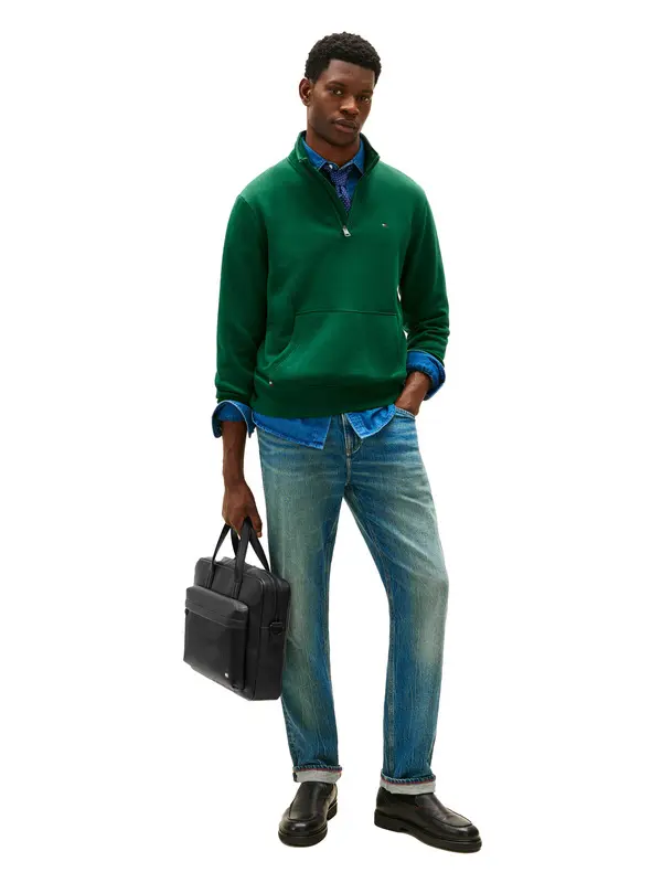 Flag Ribbed Pocket Leather Laptop Bag 3 Image