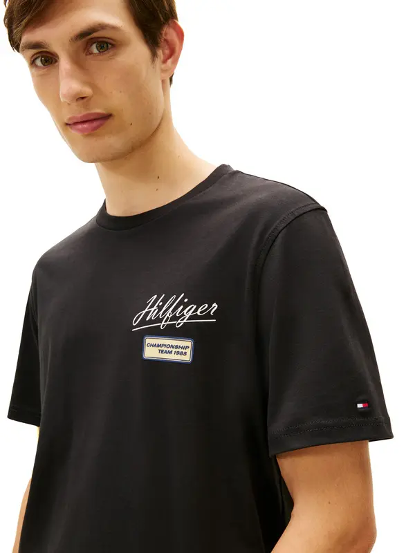 Textured Logo Crew Neck T-Shirt 1 Image