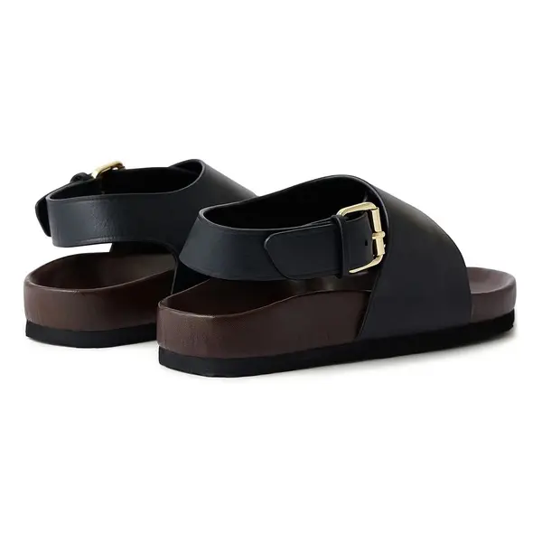 Leather Slingback Sandals with Gold Buckle 1 Image