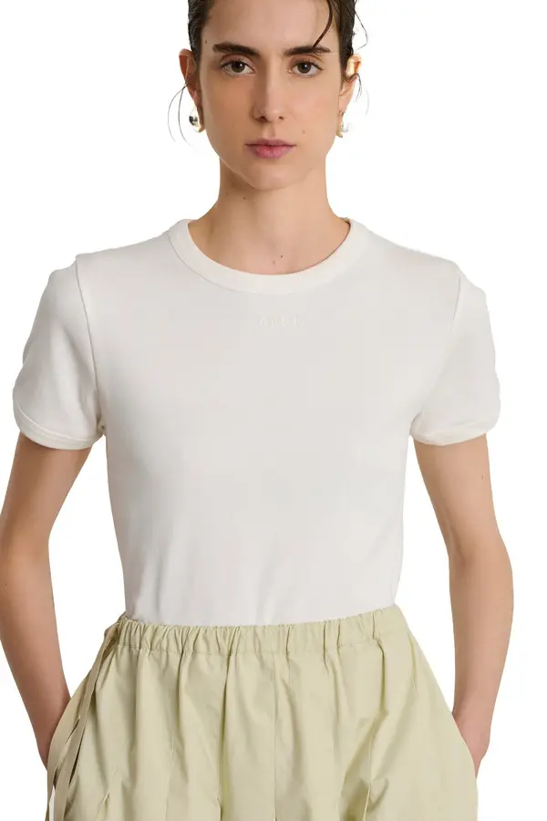 Crewneck Short-Sleeve T-shirt with Tonal Logo Detail 1 Image