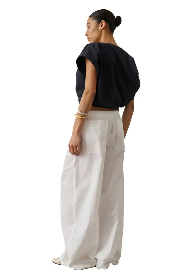 "Hugues" Cotton Poplin Wide-Leg Trousers 2 Image