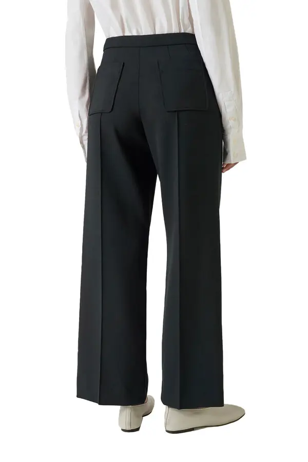 Slightly Flared Patch Pocket Tailored Trousers 1 Image