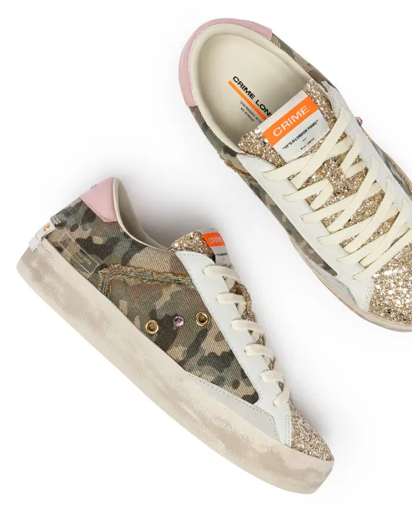 Distressed Flash Camo Sneakers with Glitter 3 Image