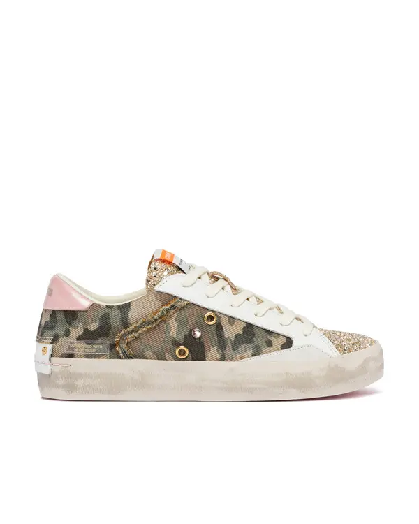 Distressed Flash Camo Sneakers with Glitter 4 Image