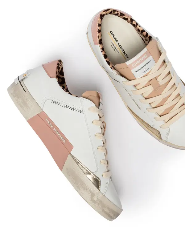 Distressed Sun Tan Leather Sneakers 2 Image