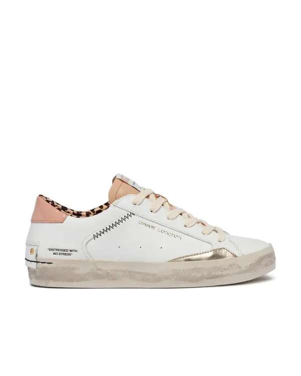 Distressed Sun Tan Leather Sneakers 3 Image