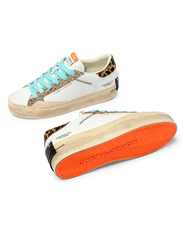 Distressed Platform Tropical  Gold Sneakers 3 Image