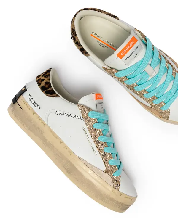 Distressed Platform Tropical  Gold Sneakers 4 Image