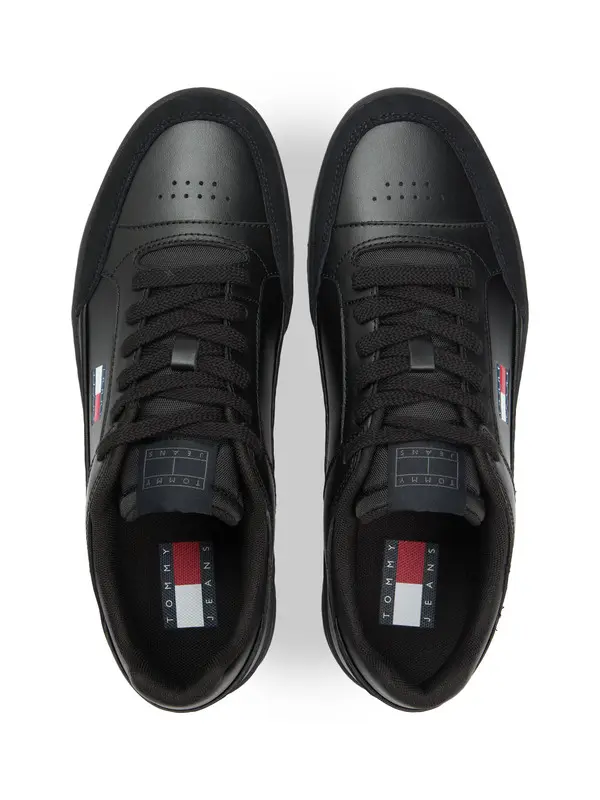 Leather Mixed Texture Cupsole Sneakers 3 Image