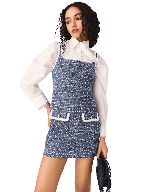 Sleeveless Short Tweed Dress 1 Image