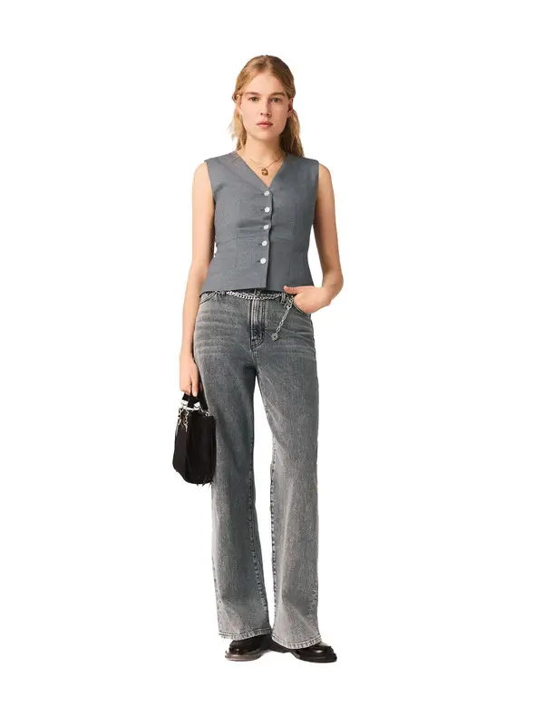 Jewel-Button Tailored Sleeveless Jacket 1 Image