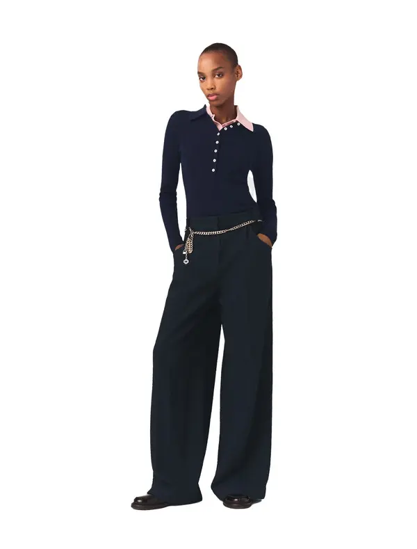 Wide Leg Tweed Trousers 1 Image