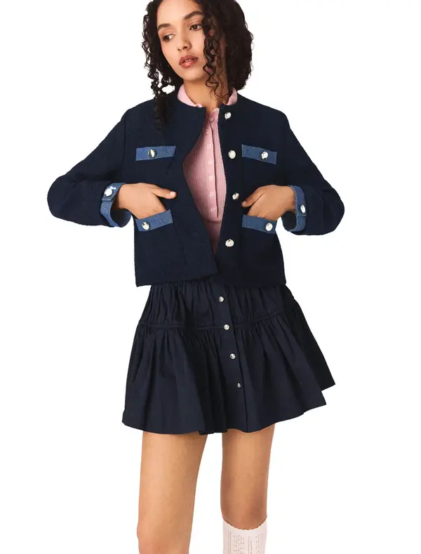 Tweed Jacket With Denim Trim 1 Image