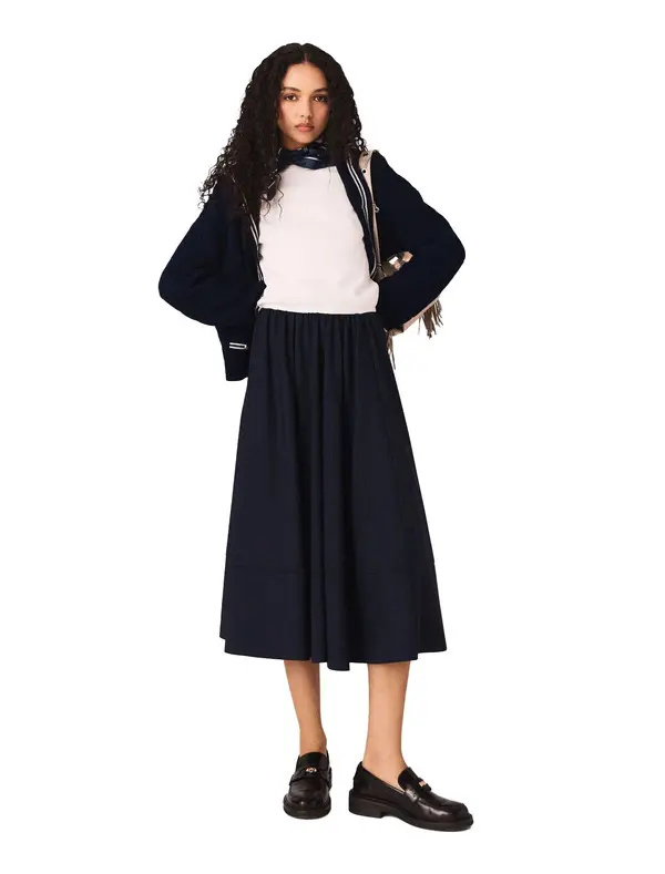 Striped Tailored Midi Skirt 1 Image