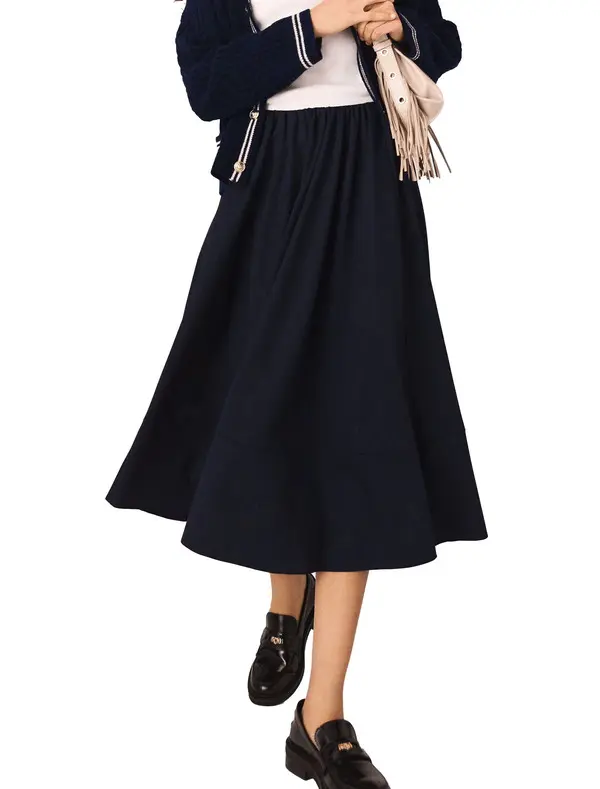 Striped Tailored Midi Skirt 2 Image