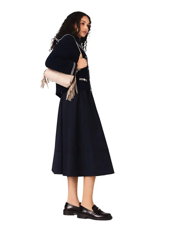 Striped Tailored Midi Skirt 3 Image