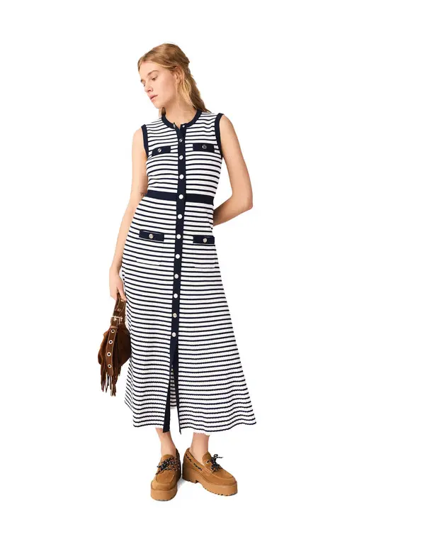 Breton Stripe Knit Maxi Dress 3 Image