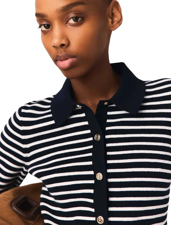Striped Polo Cardigan 2 Image