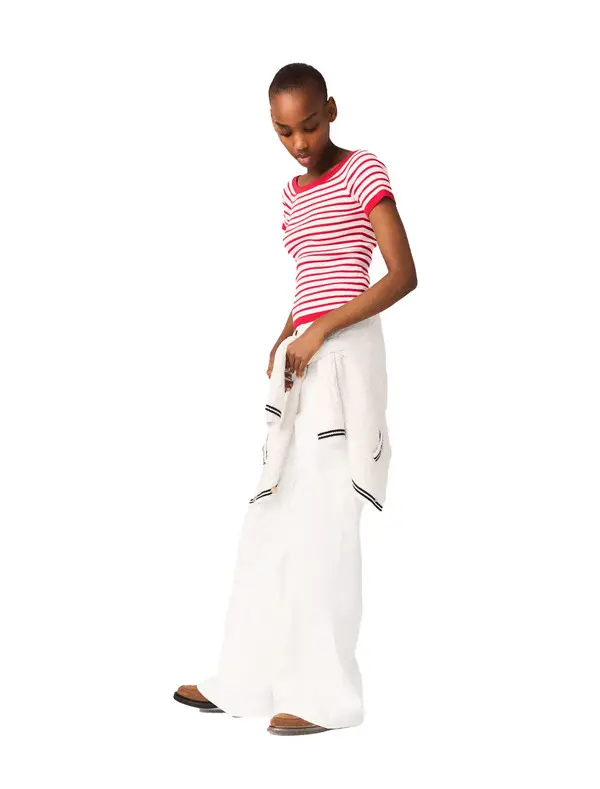 Striped Knit Top With Boat Neck 2 Image