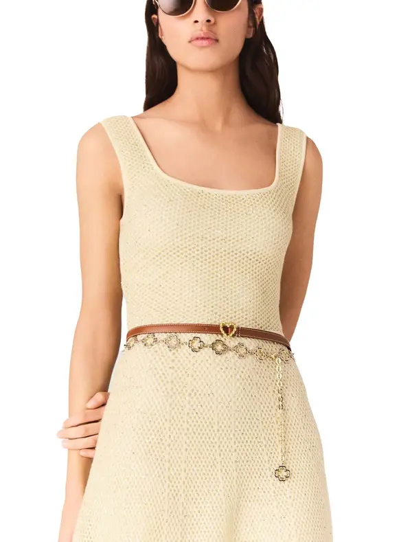 Square Neck Rhinestone Knit Maxi Dress 3 Image