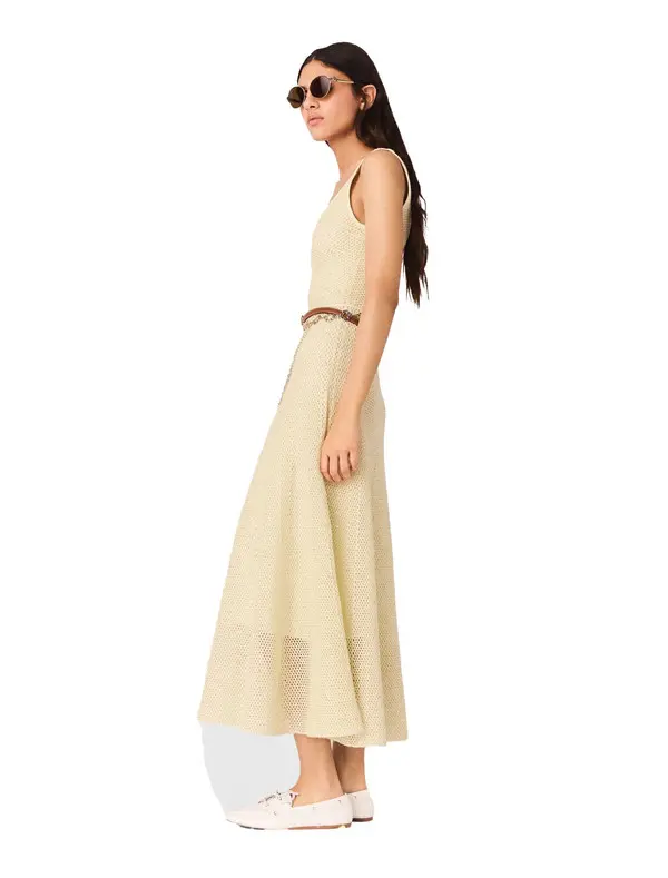 Square Neck Rhinestone Knit Maxi Dress 4 Image