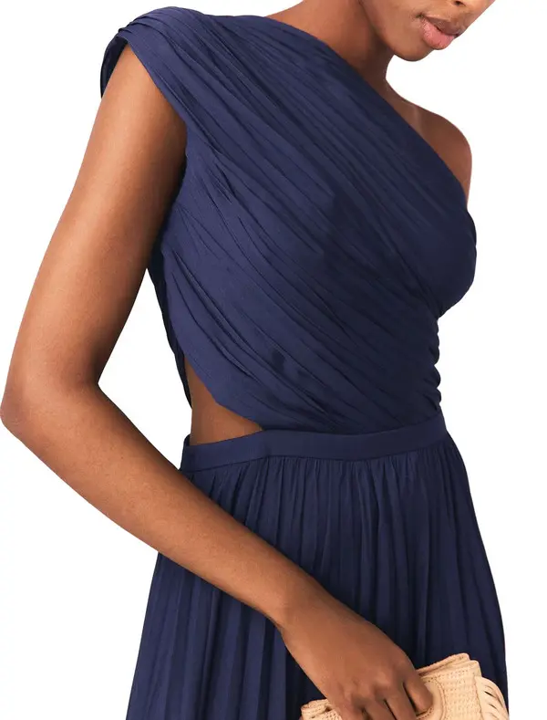 Asymmetrical Pleated Maxi Dress 1 Image