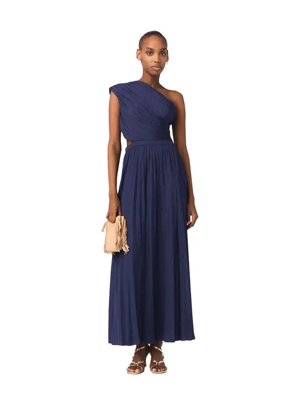 Asymmetrical Pleated Maxi Dress 4 Image