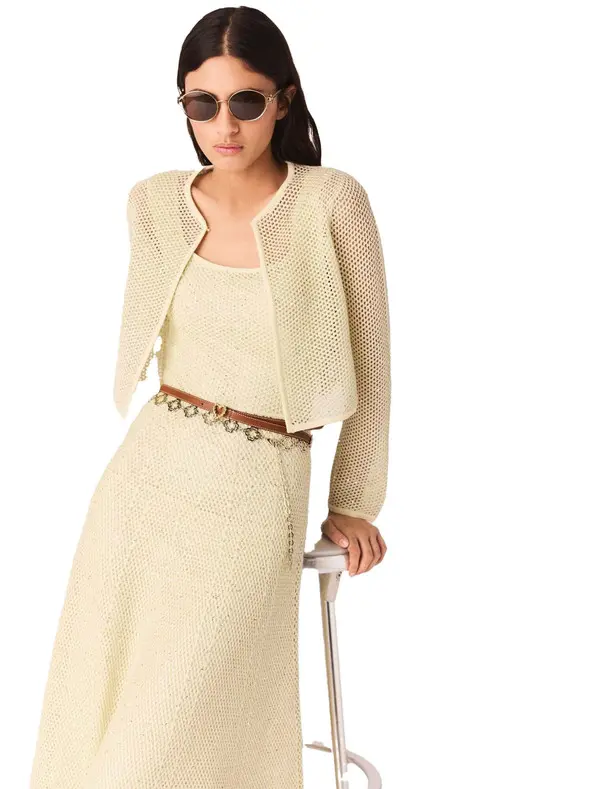 Cropped Rhinestone Knit Cardigan 4 Image