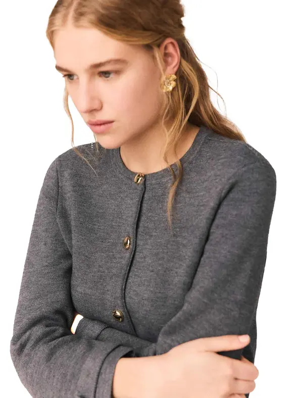 Removable Striped Collar Cardigan 1 Image