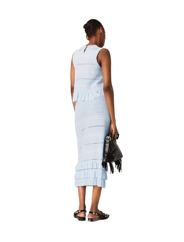 Long Ruffled Knit Skirt 2 Image