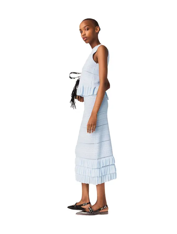 Long Ruffled Knit Skirt 3 Image