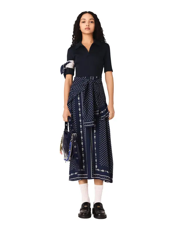 Patterned Mixed-Material Dress 2 Image