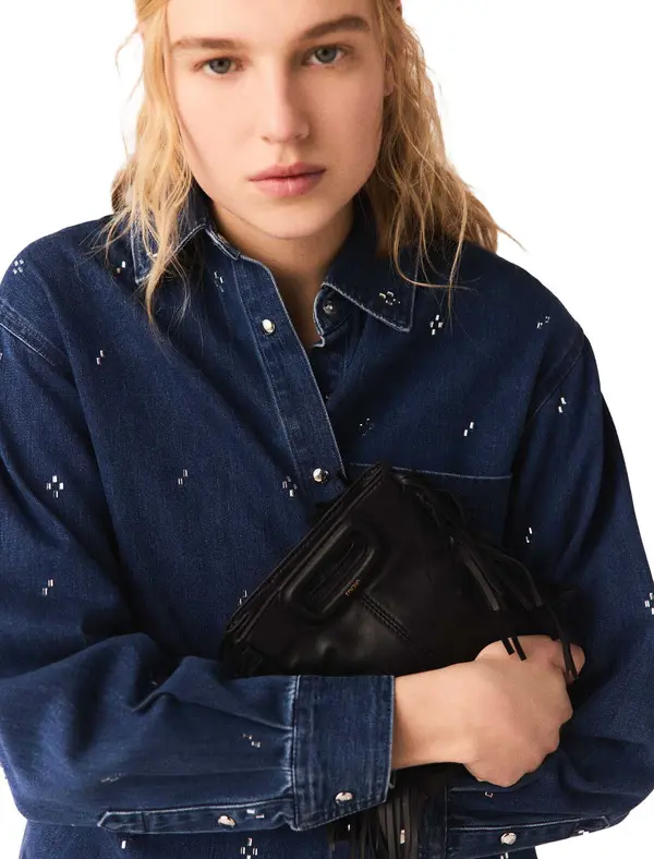 Rhinestone Denim Shirt 1 Image