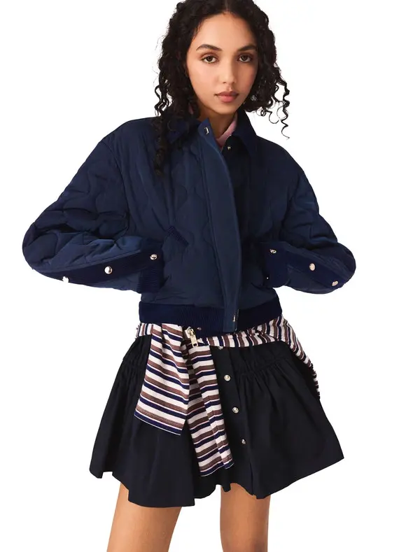 Quilted Jacket With Velvet Details 1 Image