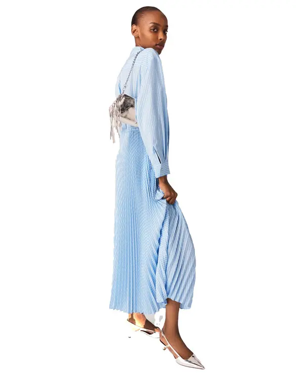 Long Pleated Dress With Eyelets 2 Image