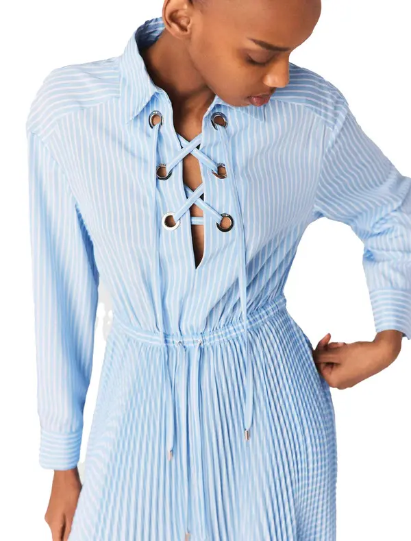 Long Pleated Dress With Eyelets 3 Image