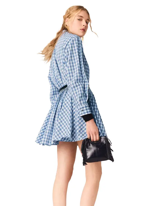 Rhinestone-Trim Cotton Shirt Dress 3 Image