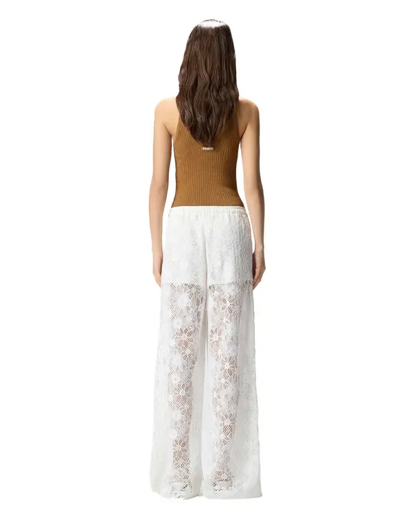 Wide Leg Trousers in Floral Embroidered Lace 3 Image