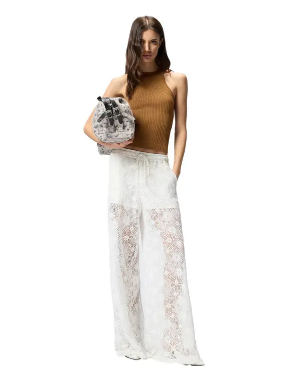Wide Leg Trousers in Floral Embroidered Lace 2 Image