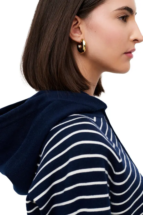 Striped Cardigan with Hood 1 Image