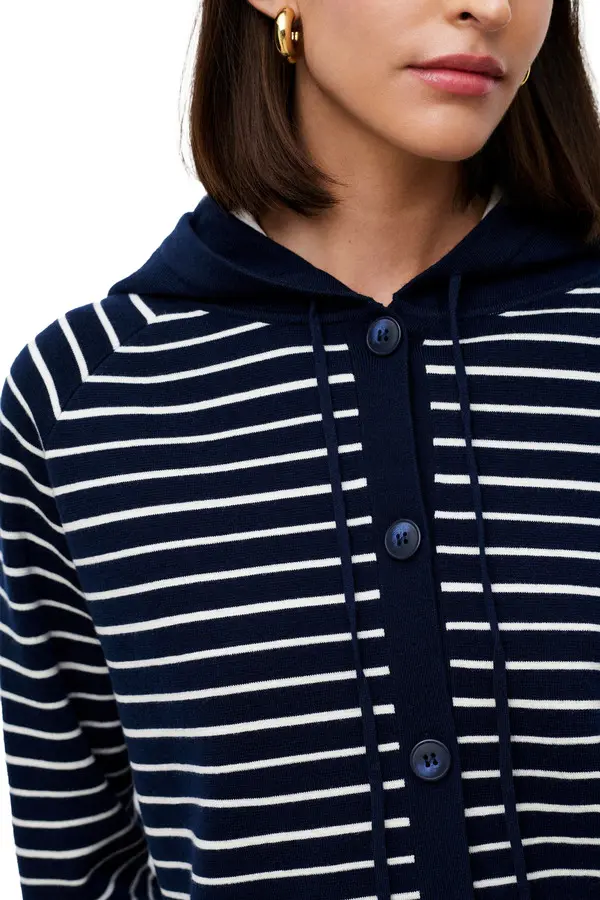 Striped Cardigan with Hood 2 Image