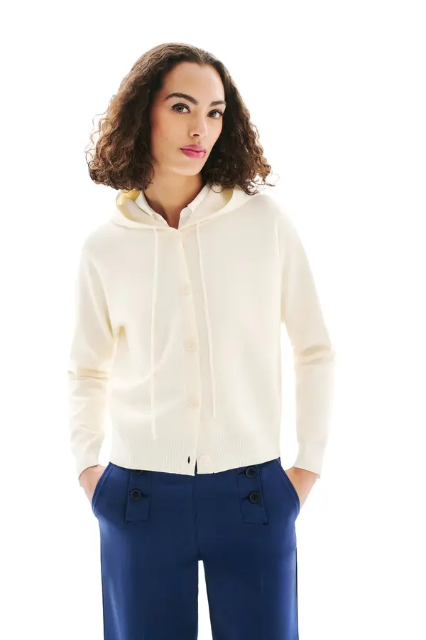 Hooded Buttoned Cardigan 1 Image